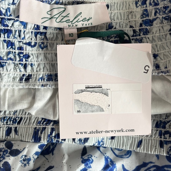 Atelier New York 100% Cotton Tiered Maxi Skirt Blue Floral Size 10 NWT - Picture 7 of 9
